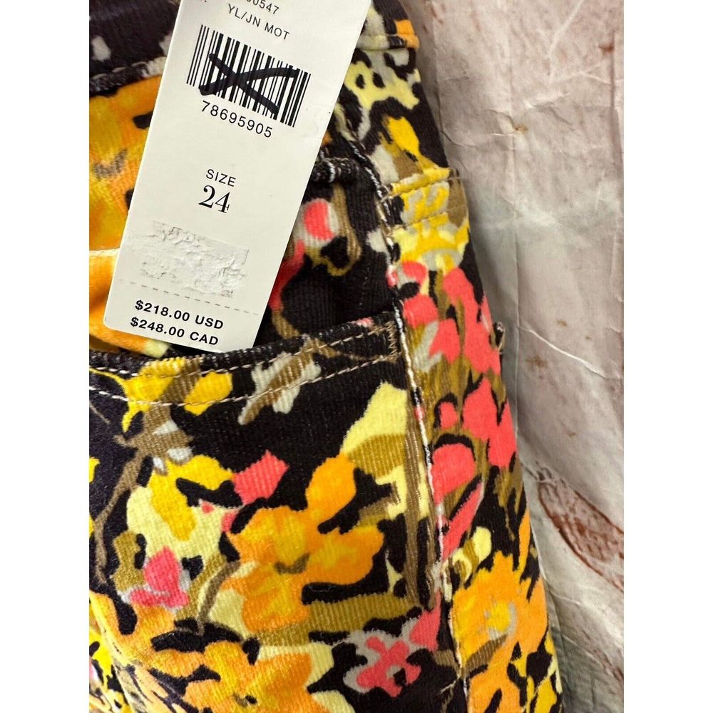 NWT Mother The Hustler High-Rise Corduroy Pants Autumn Floral Size 24 - Picture 8 of 10